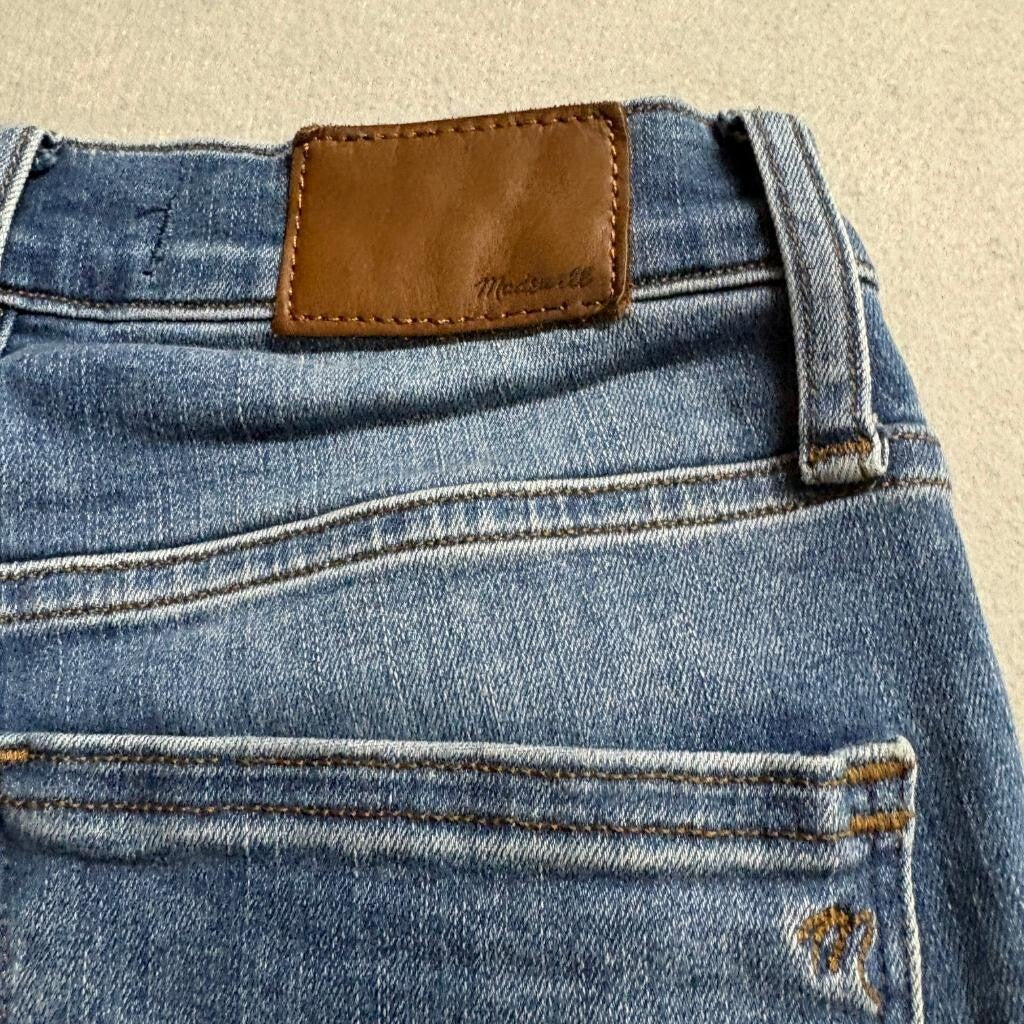 Madewell 9 Inch Mid Rise Skinny Jeans Womens 25 Distressed Raw Hem Blue Denim