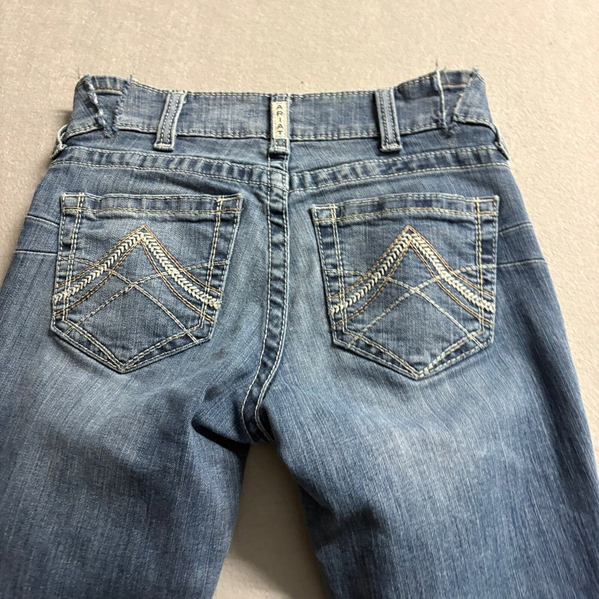 Ariat REAL Denim Jeans Womens 25S Blue Stretch Bootcut Mid Rise Distressed
