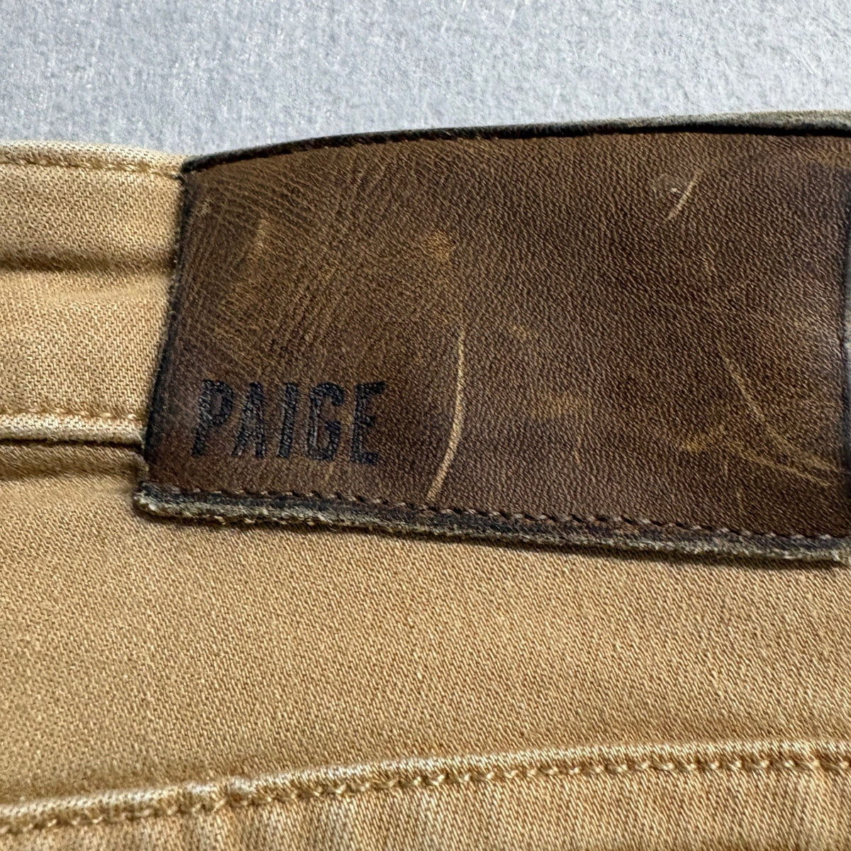 Paige Federal Slim Straight Jeans Mens 32 Tan Brown Stretch Denim Made in USA