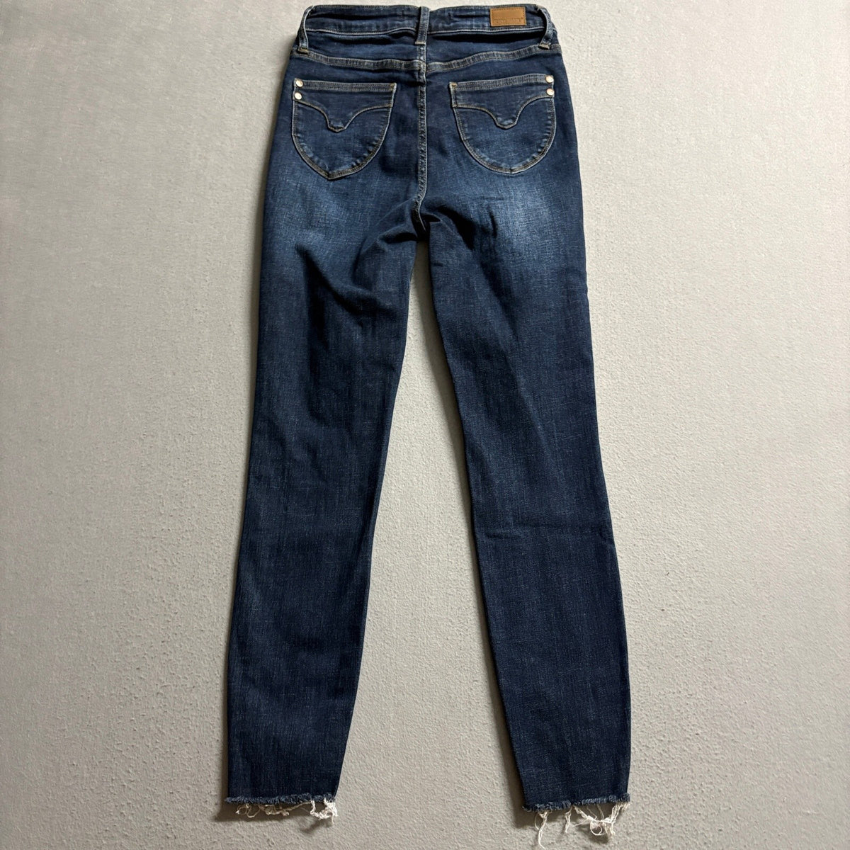 Judy Blue Skinny Fit Jeans Womens Size 3/26 Dark Wash Raw Fringe Hem JB88527