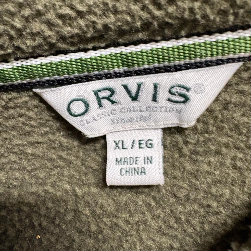 Orvis Classic Collection Fleece Jacket Mens XL Green Full Zip Mock Neck VT USA