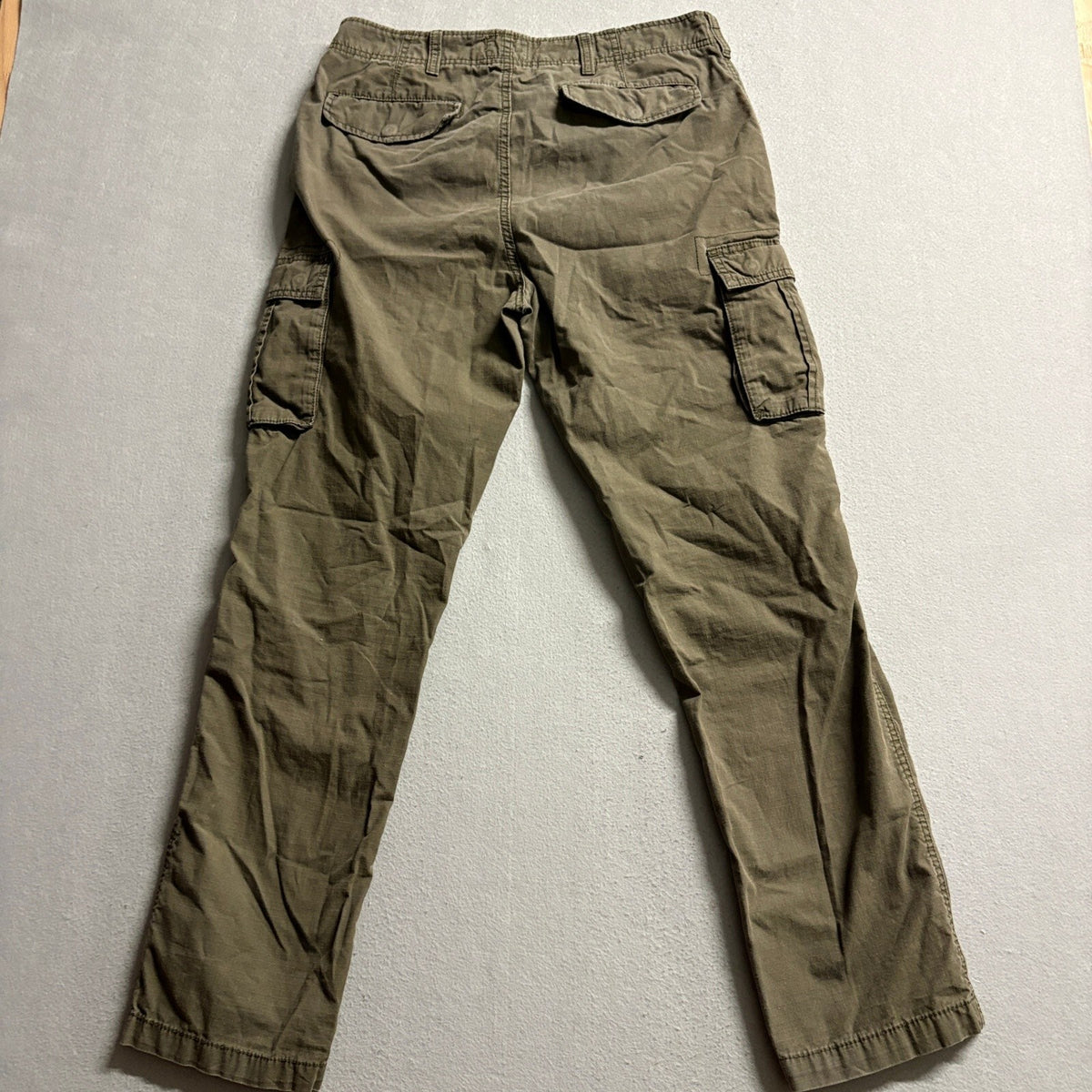 Mutual Weave Mens Cargo Pants Size 32x32 Green Olive Ripstop Relaxed Taper
