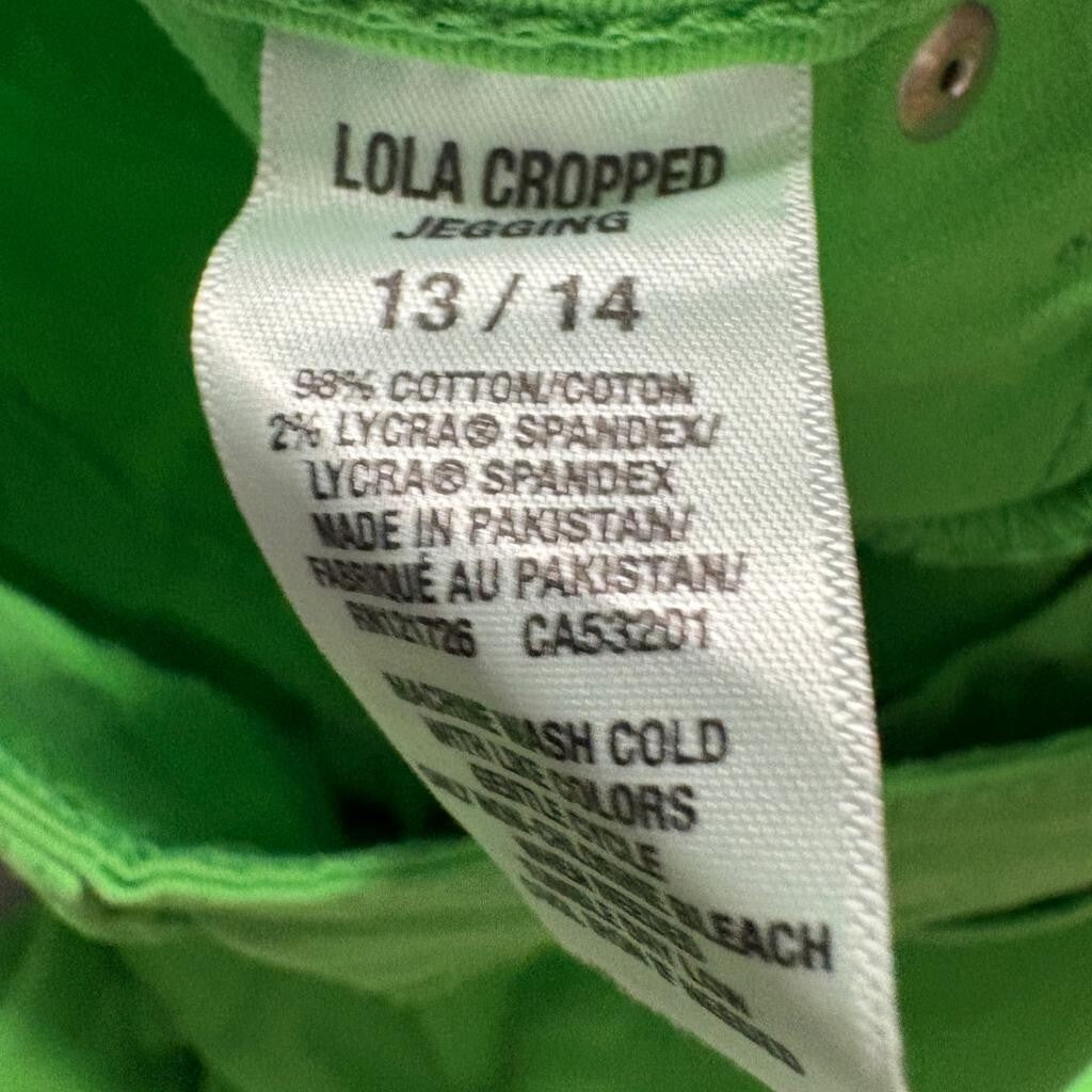 Aeropostale Lola Cropped Jegging Jeans Womens 13/14 Lime Green Stretch Denim