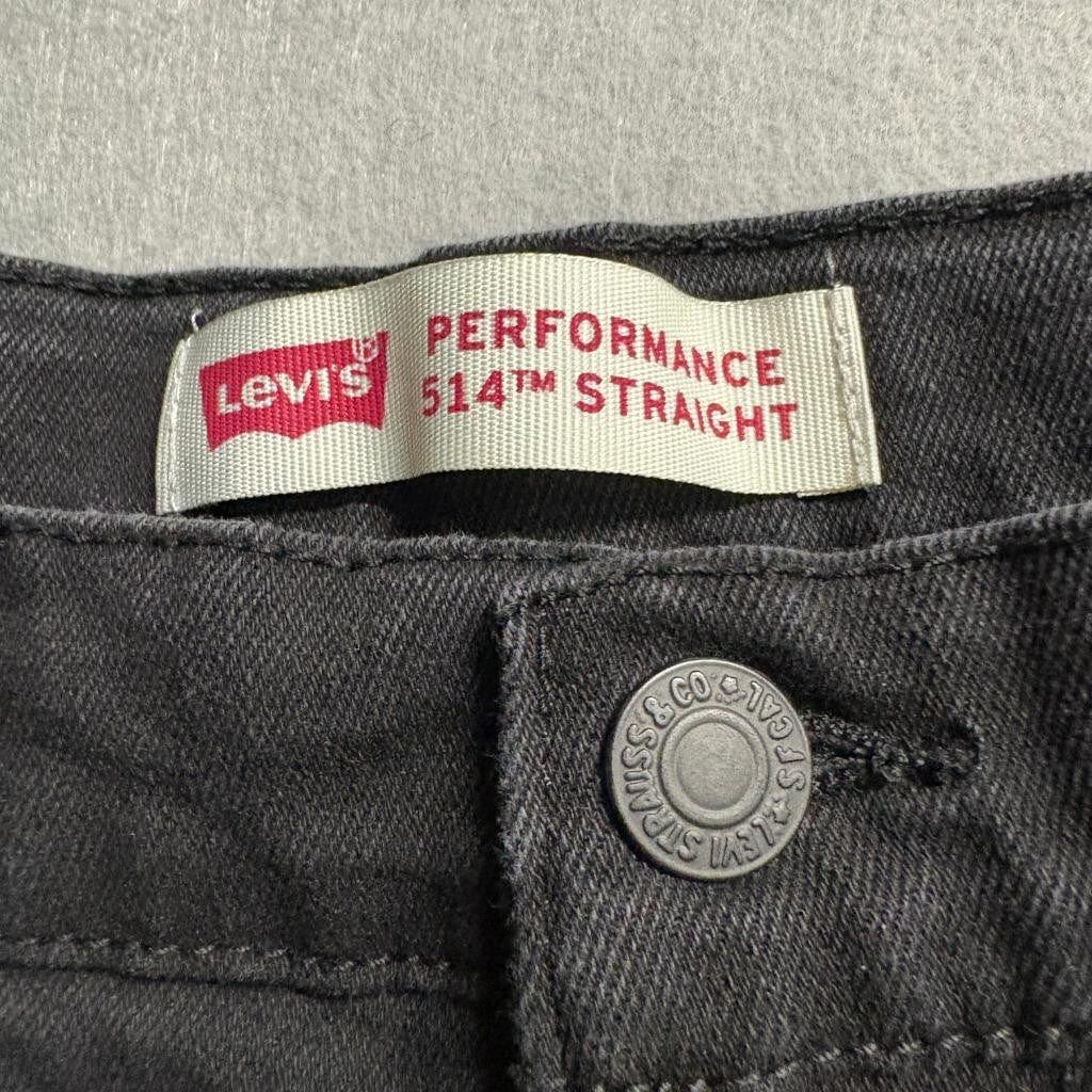 Levi's 514 Straight Leg Jeans Boys Size 16 Reg W28 L30 Black Performance Denim