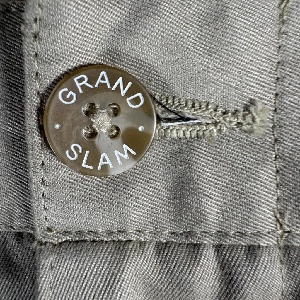 Grand Slam Golf Shorts Mens 38 Beige Khaki Pleated Front Polyester Casual
