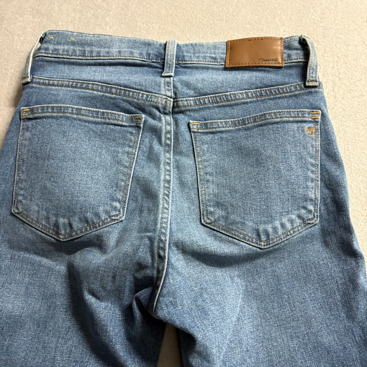Madewell 10 High Rise Skinny Jeans Womens 25P Blue Denim Button Fly Raw Hem