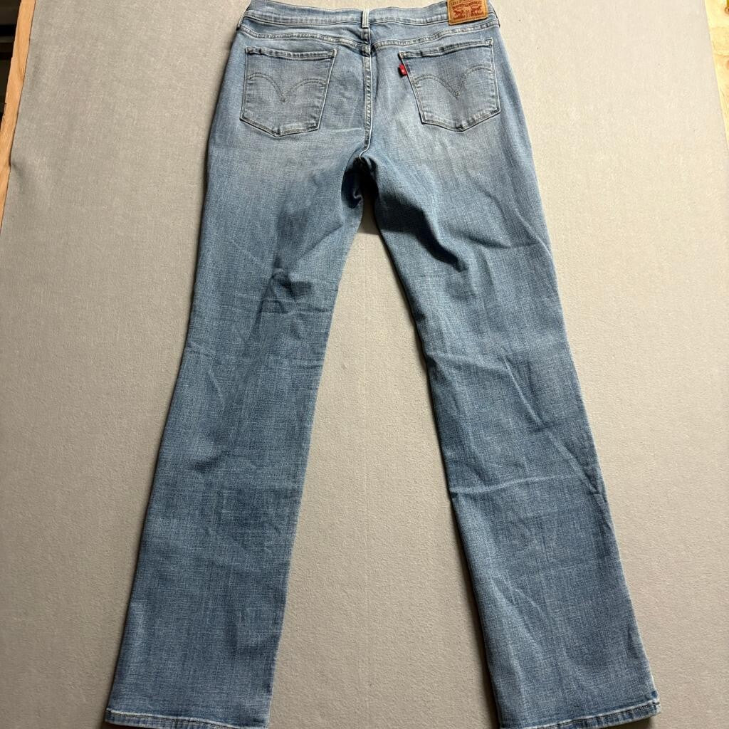 Levis 505 Straight Leg Jeans Womens 14L W32 L34 Light Wash Denim Blue