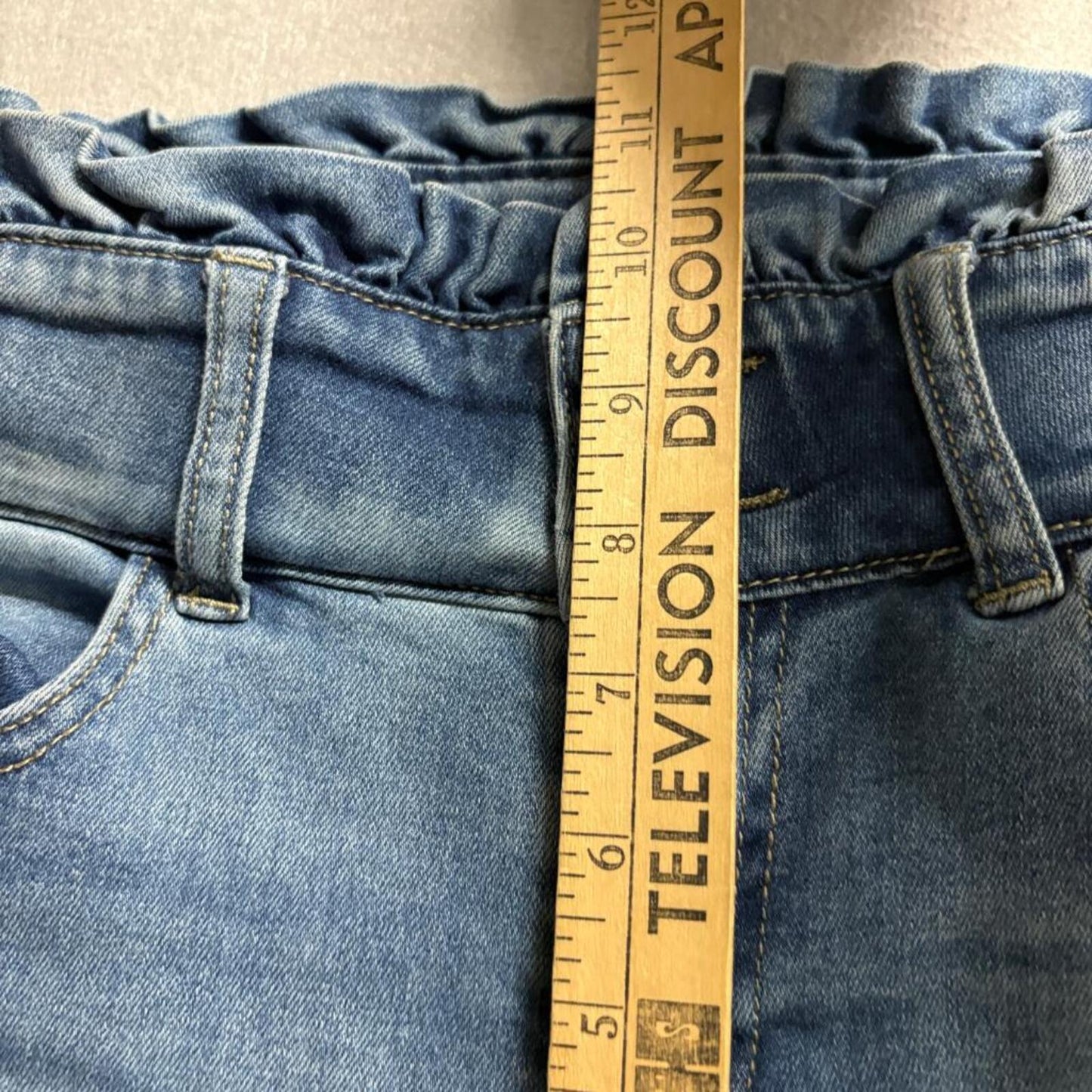 Ashley Mason Paperbag Waist Jeans Womens Size 5 Wide Leg Cropped Blue Denim