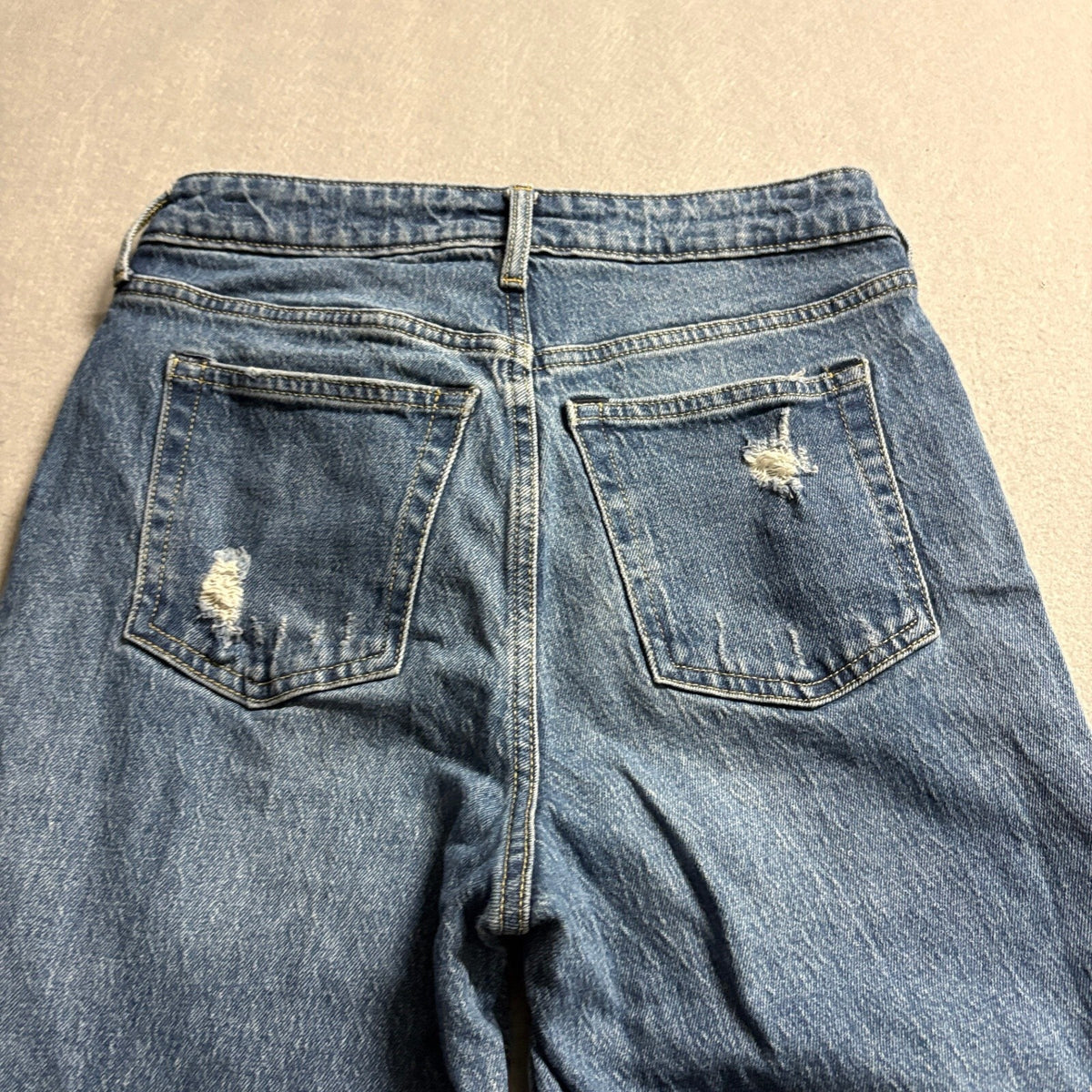Free Assembly Womens Jeans Size 4 Blue Super High Rise Straight Raw Hem