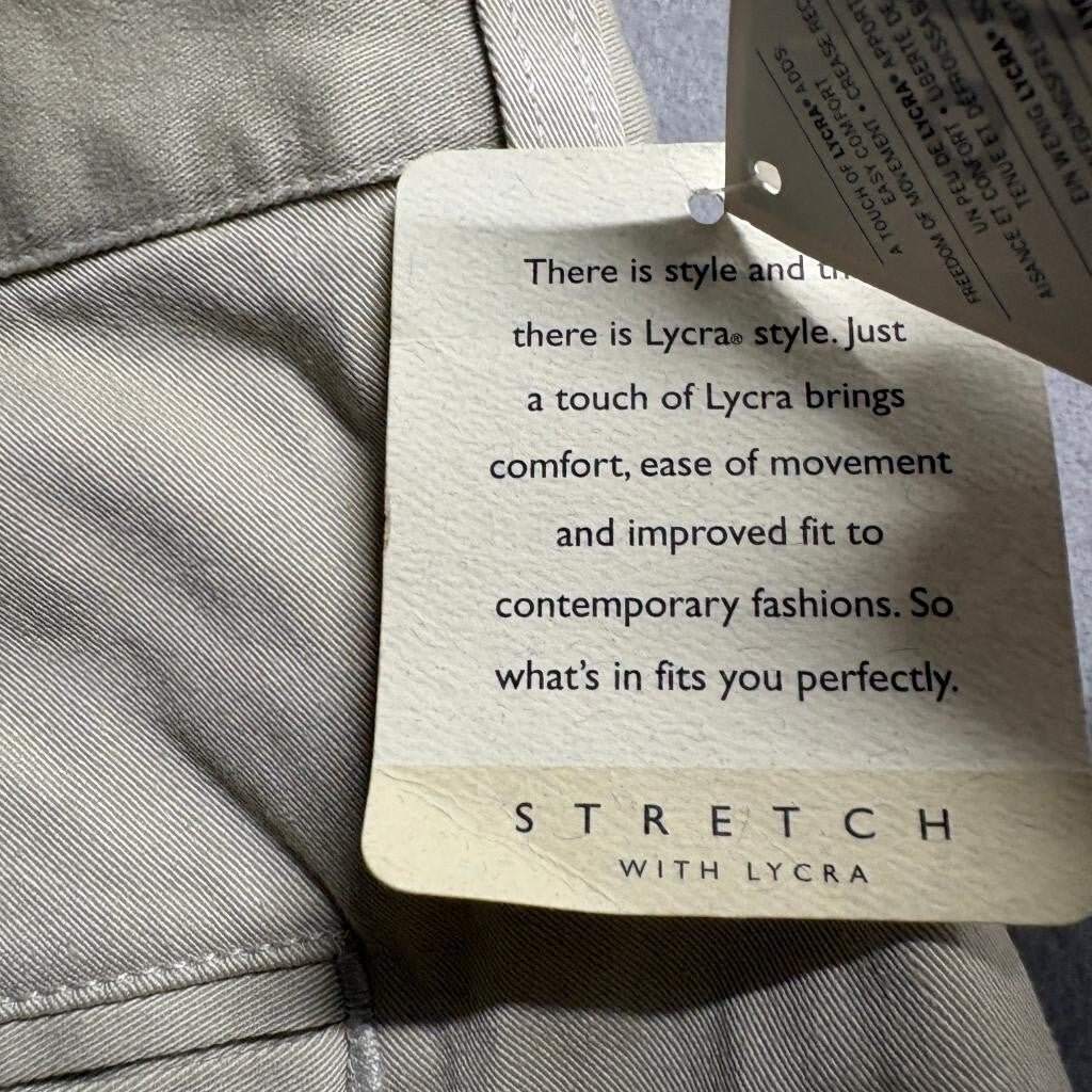 Merona Stretch Chino Pants Mens 38x30 Stone Beige Cotton Lycra Flat Front NWT