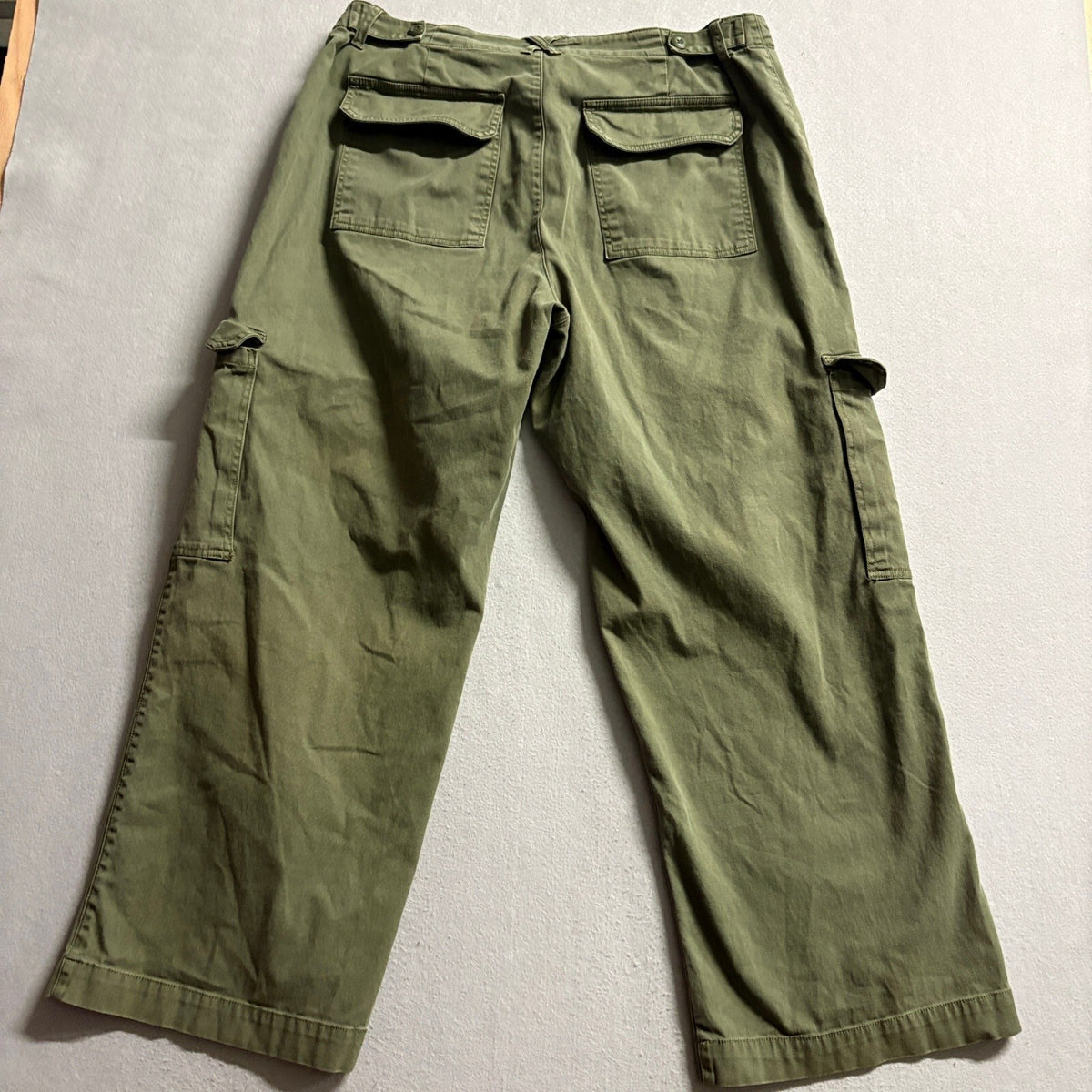 Universal Thread Cargo Pants Womens 17 Green Wide Leg High Rise Utility Cotton