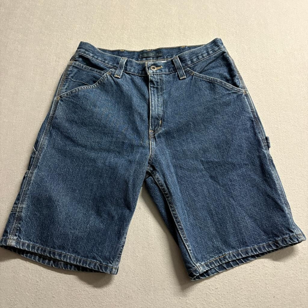 Faded Glory Carpenter Denim Shorts Mens 32 Blue Cotton Utility Workwear