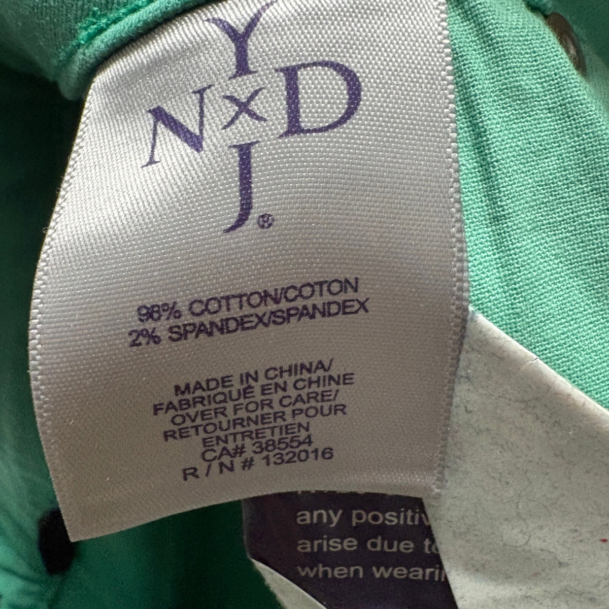 NYDJ Lift Tuck Crop Jeans Womens 14 Green Rhinestone Cuff Stretch Denim Capris