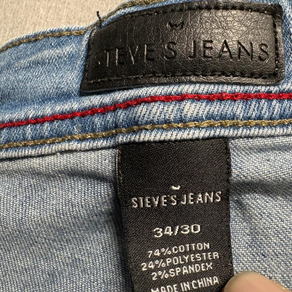 Steve's Jeans Mens 34x30 Blue Denim Stretch Straight Leg Pants