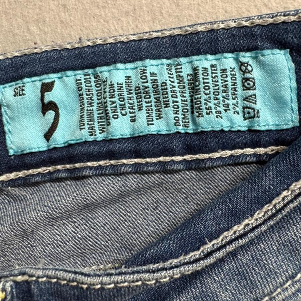 Indigo Rein Distressed Patchwork Skinny Jeans Womens Size 5 Blue Denim Stretch