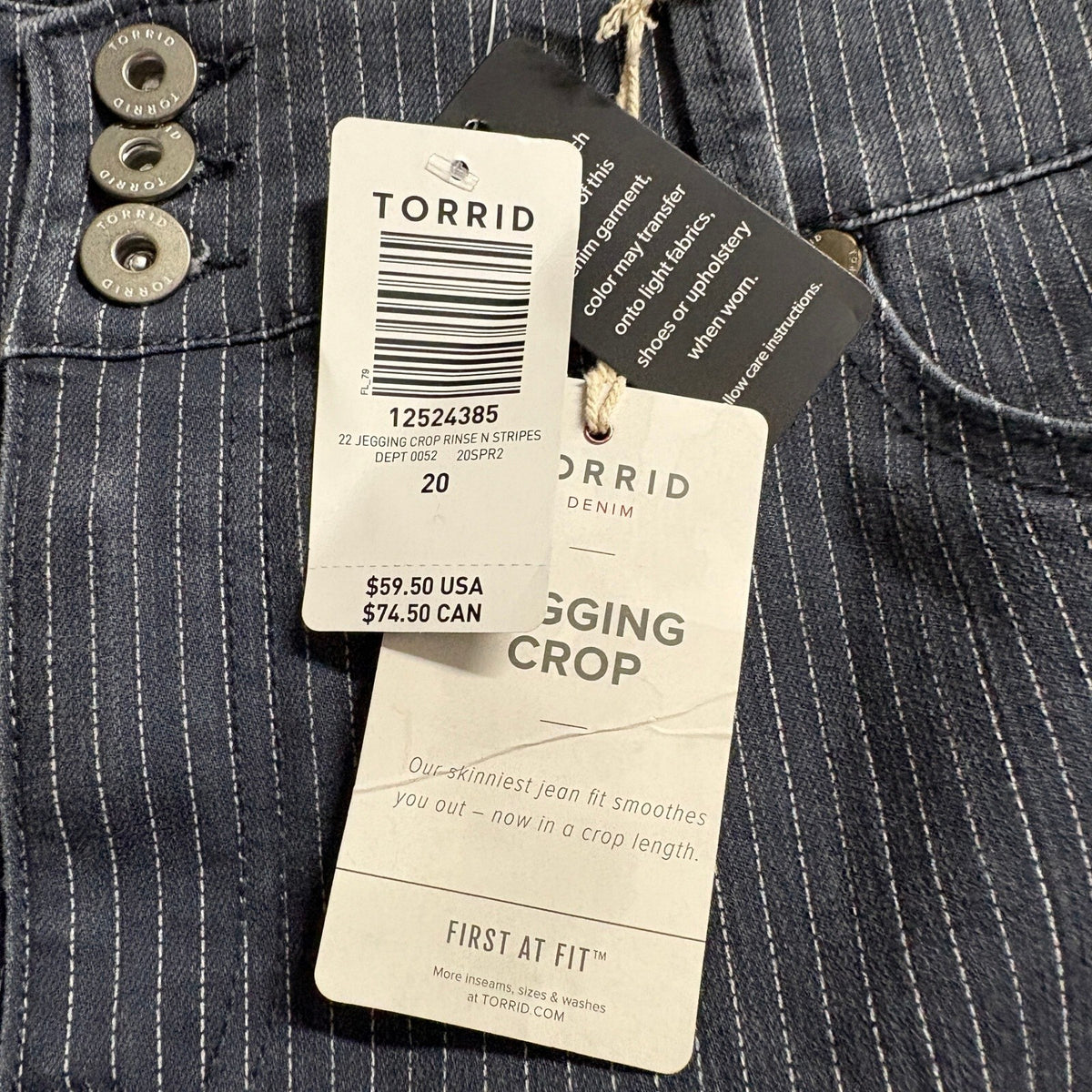 Torrid Denim Jegging Crop Pants Womens Plus Size 20 Pinstripe Blue Stretch New