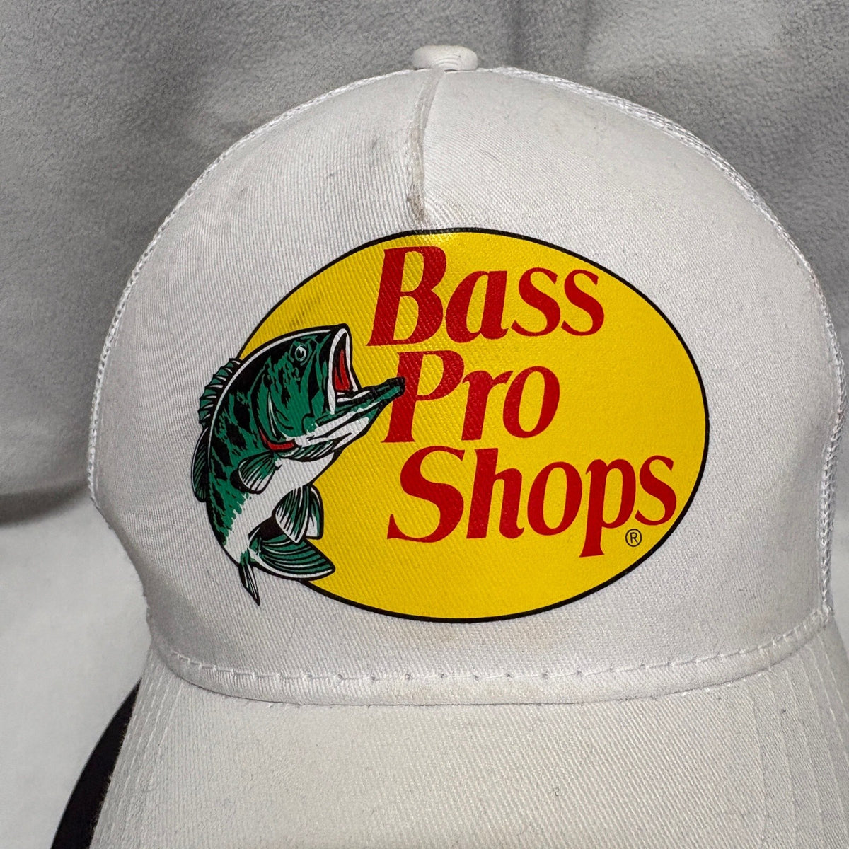 Bass Pro Shops Trucker Hat Snapback Mesh Back White Gone Fishing OSFM Cap - Photo 2