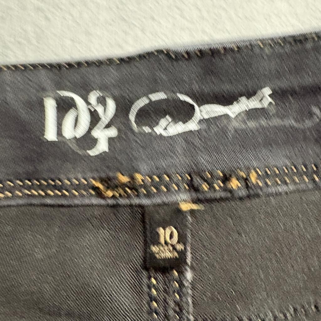 Diane Gilman DG2 Virtual Stretch Jeans Womens 10 Gray Button Fly Straight Leg