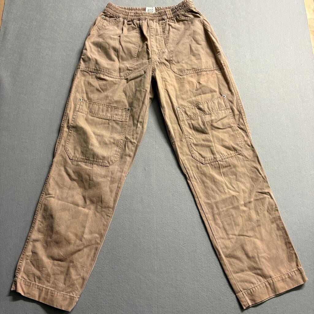 BDG Urban Outfitters Womens Medium Brown Canvas Cargo Pants Elastic Waist