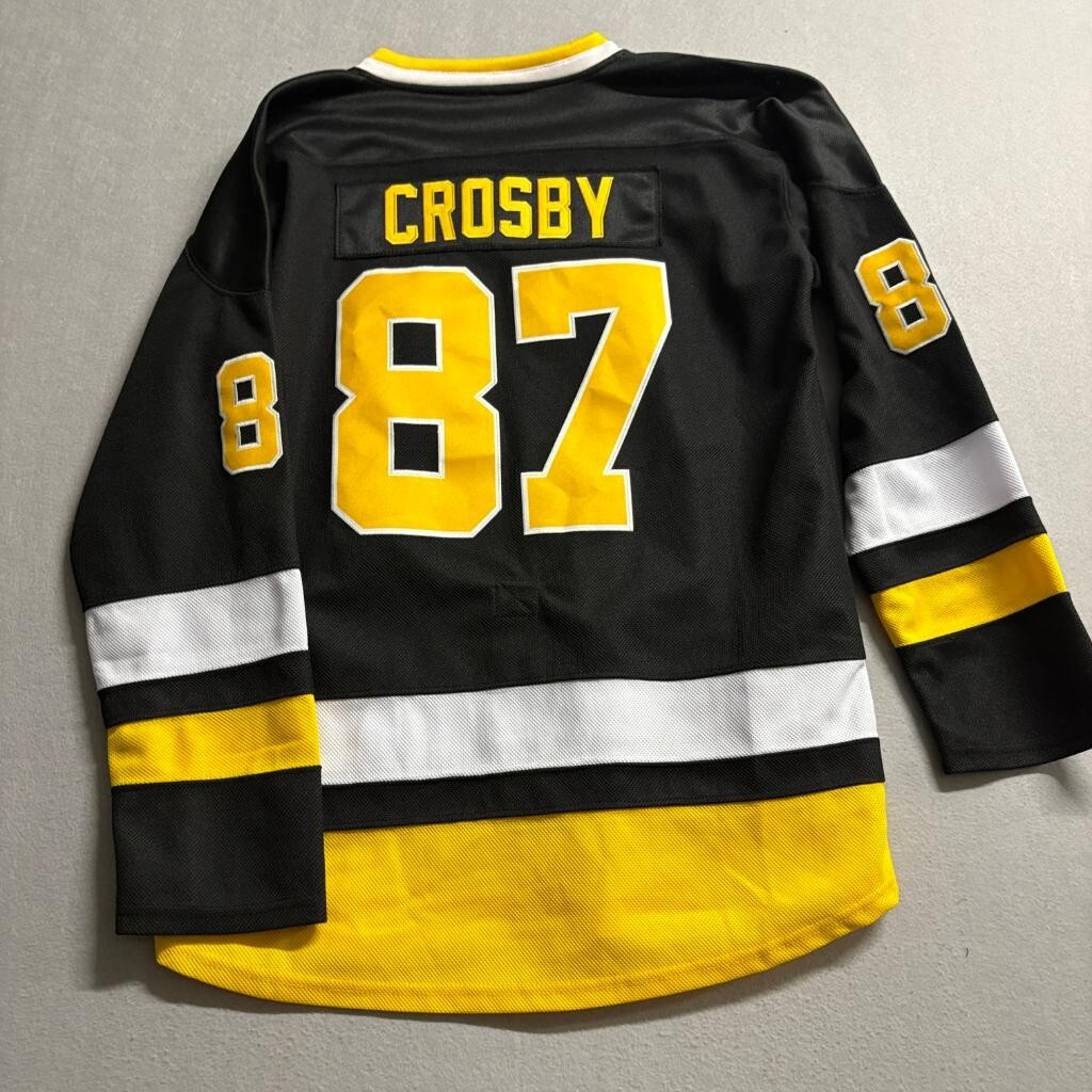 Sidney Crosby Pittsburgh Penguins Diagonal Script Jersey Mens Medium Black NHL
