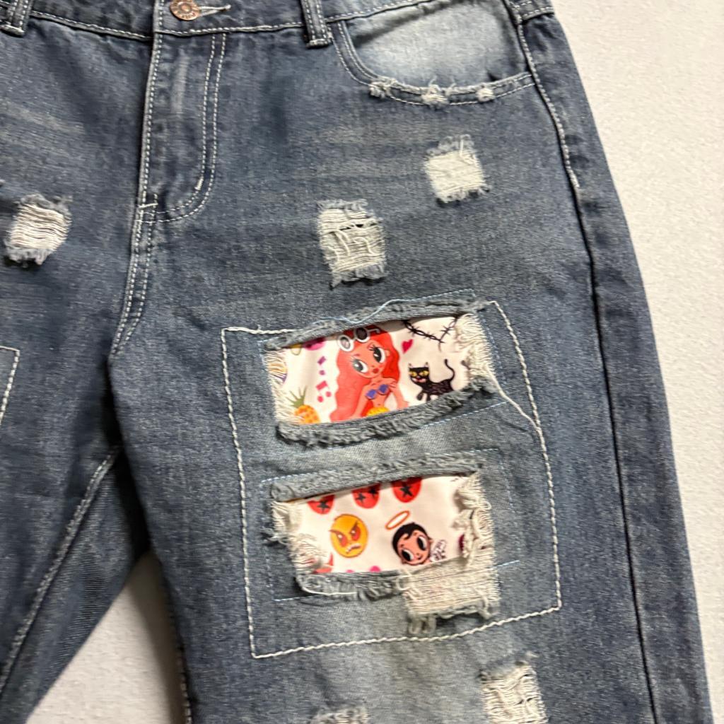 Karol G Manana Sera Bonito Distressed Jeans Mens Large Blue Denim Graphic