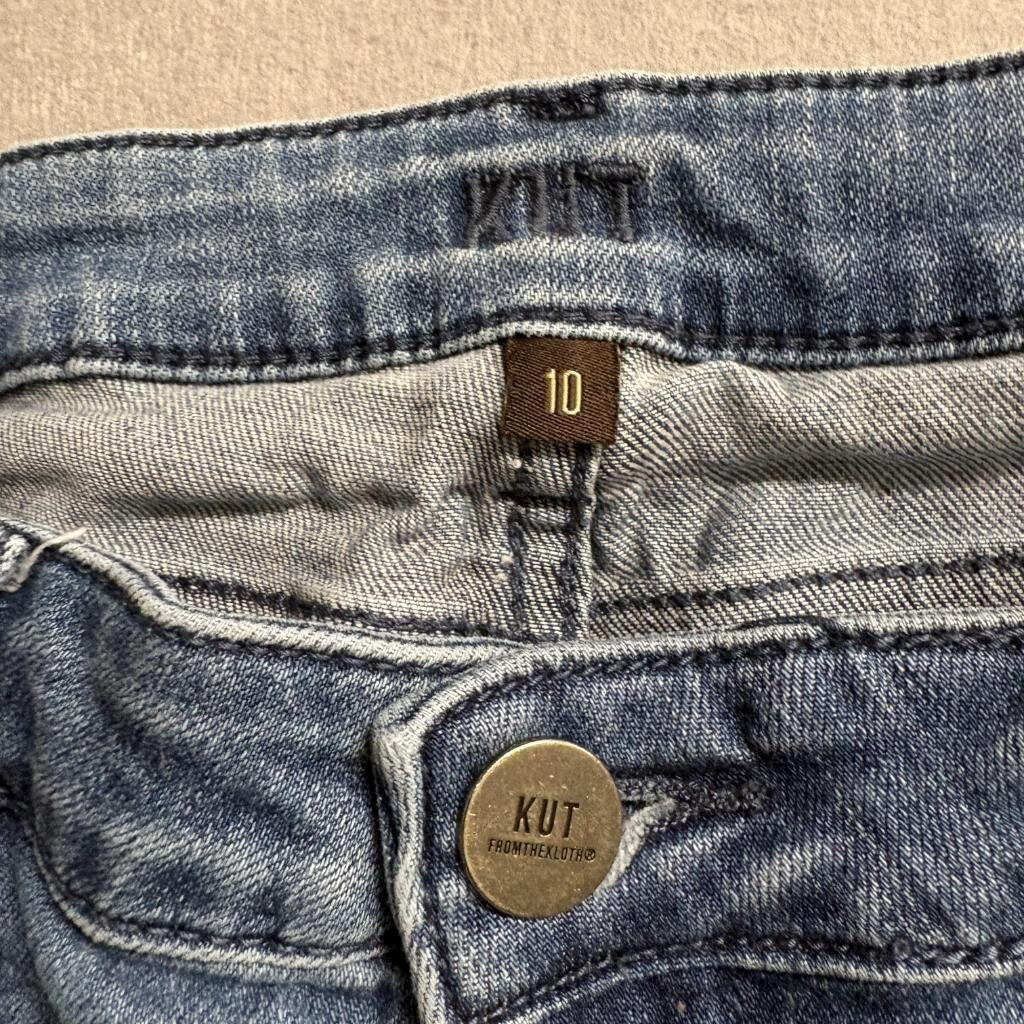Kut from the Kloth Jeans Womens 10 Blue Denim Stretch Straight Leg Cuffed