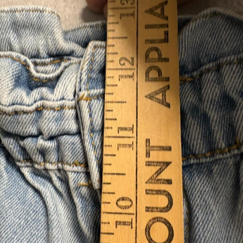 Denim Blvd Los Angeles Paperbag Waist Jeans Womens Medium Light Wash Denim