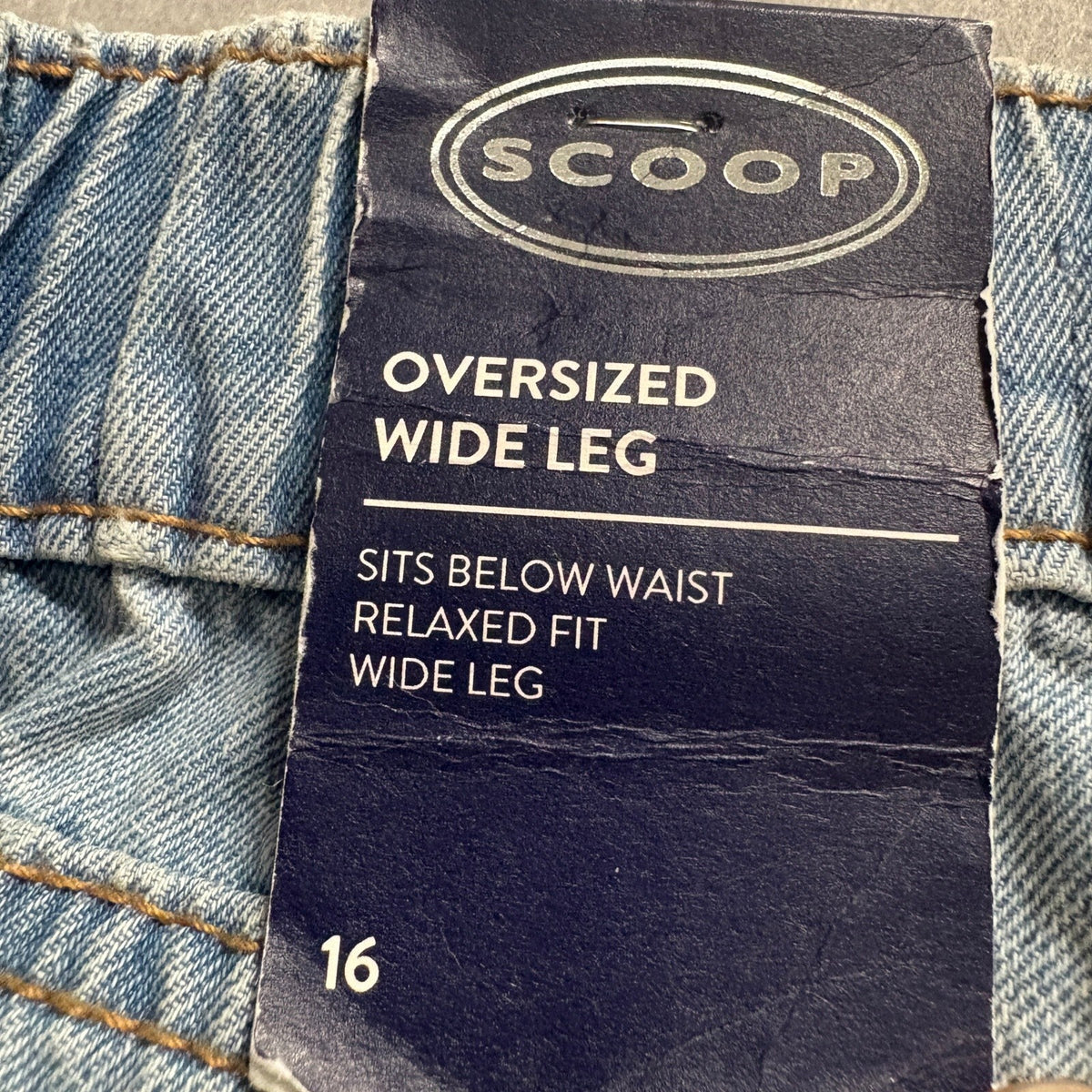 Scoop Womens Baggy Wide Leg Jeans Size 16 Vintage Drape Denim Light Wash New