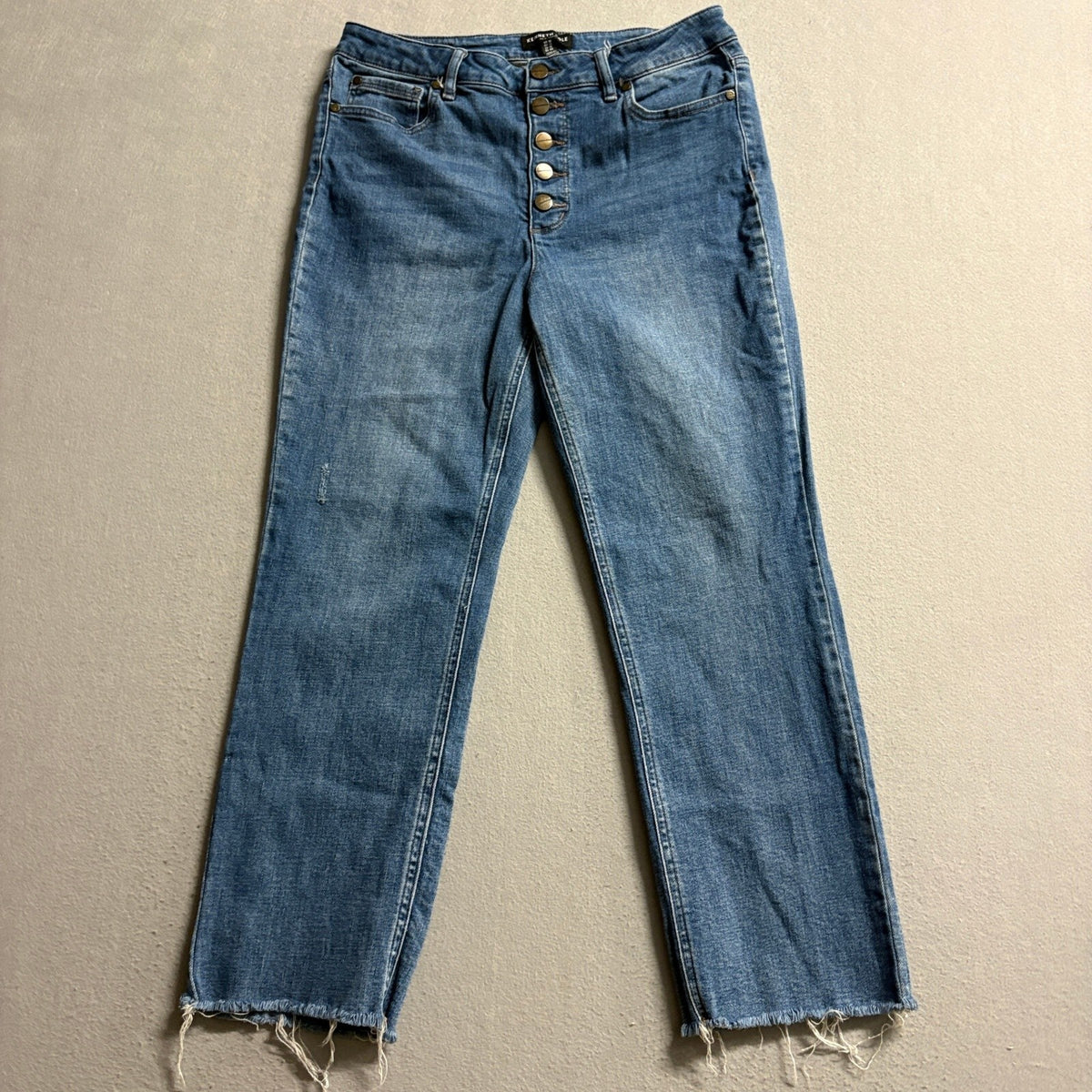Kenneth Cole New York Jeans Womens 10 Blue Denim High Rise Exposed Button Fly