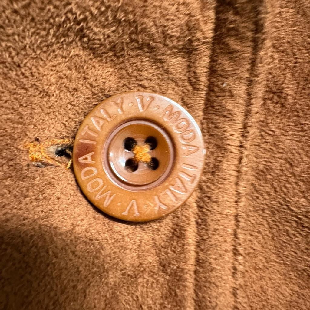 Moda V Italy Milano Womens Medium Suede Jacket Brown Button Front Coat Vintage