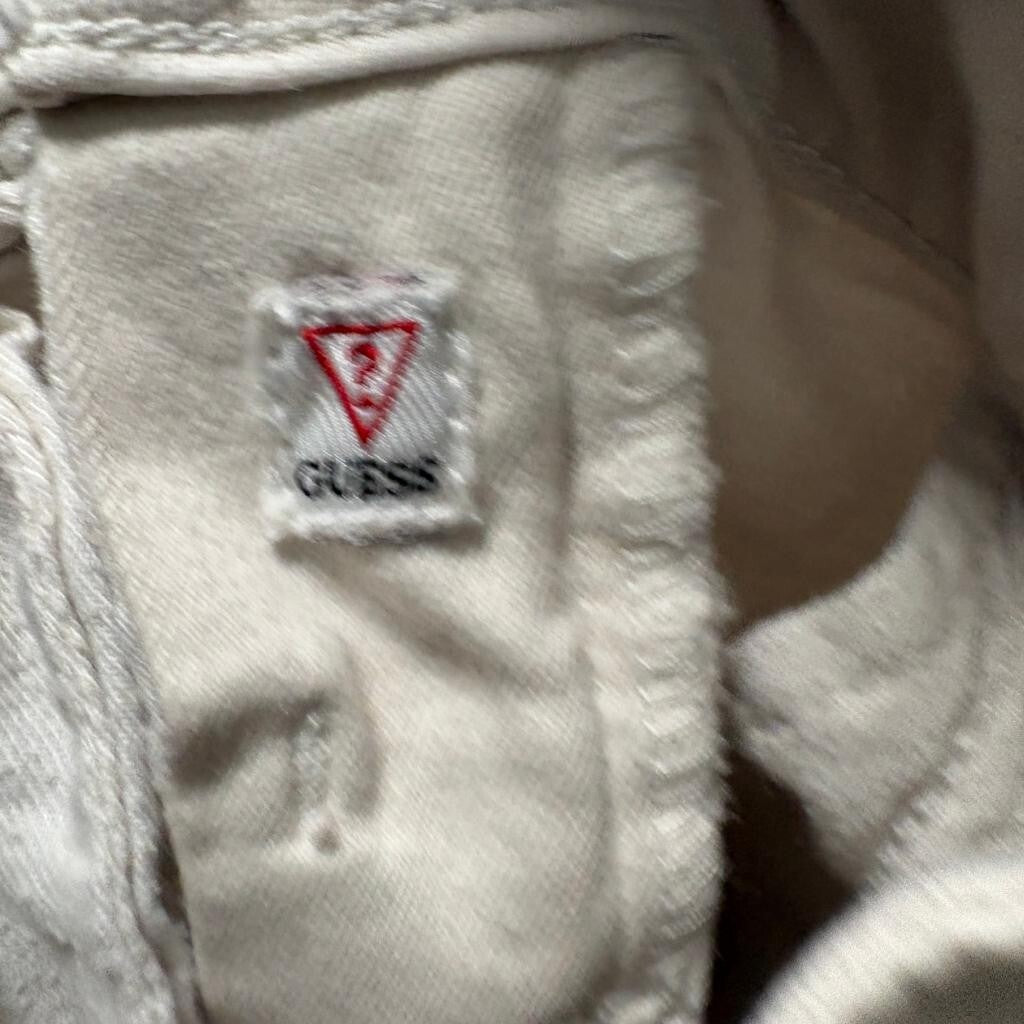 Guess Skinny Moto Jeans Womens 25 Beige Off White Ankle Zip Multi Pocket Low