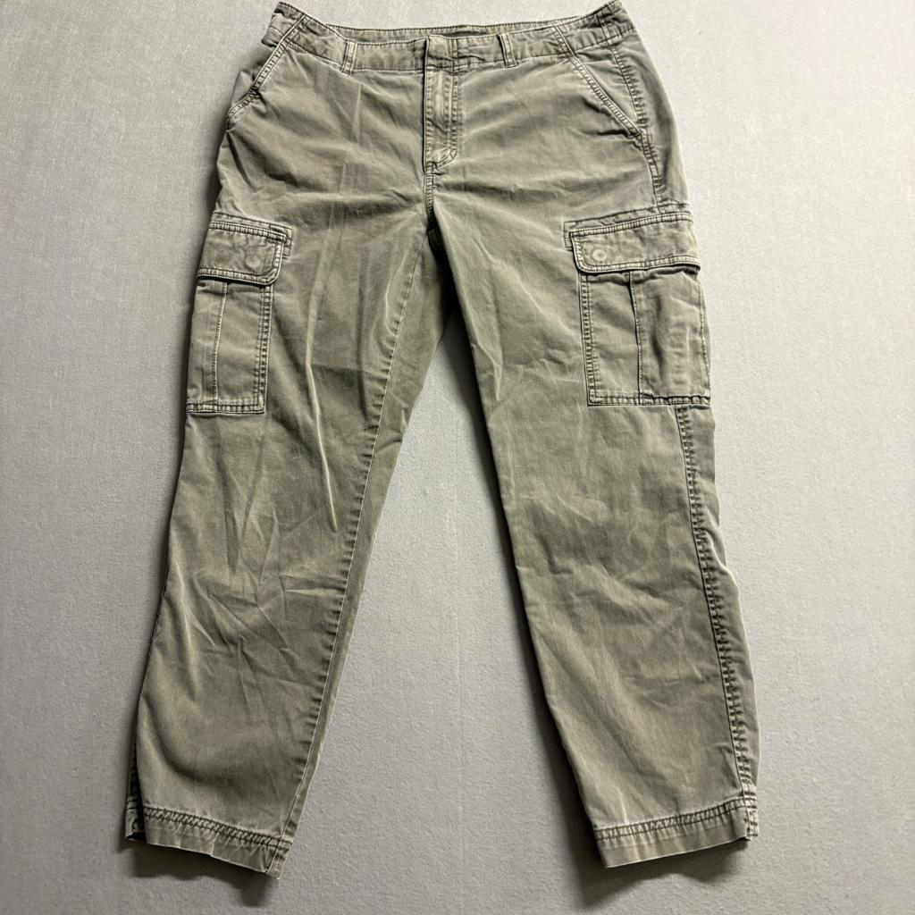 Eddie Bauer Cargo Pants Womens 10 Green Cotton Blend Stretch Outdoor Utility