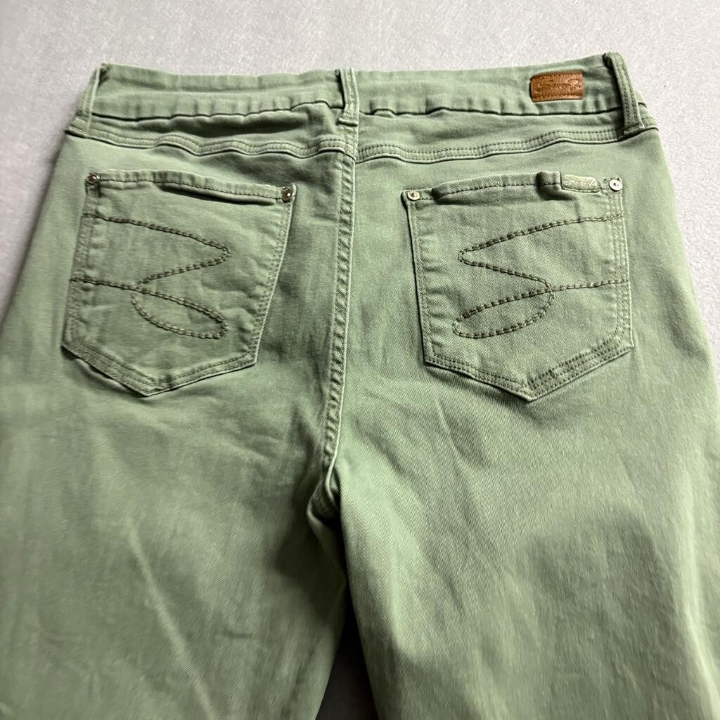 Seven7 High Rise Skinny Jeans Womens Size 14 Olive Green Stretch Denim Pants