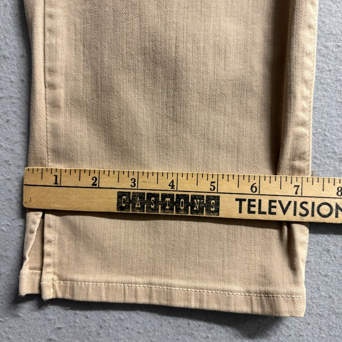 NYDJ Crop Jeans Womens Size 4 Beige Khaki Tan Denim Cropped Pants Side Slit