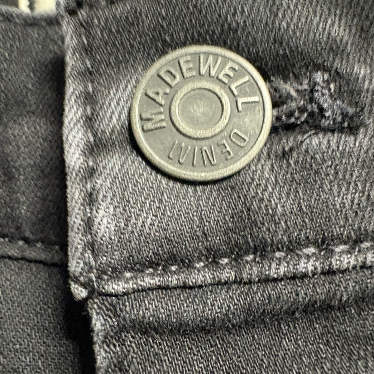 Madewell 10 High Rise Skinny Jeans Womens 25 Black Raw Fringe Hem Button Fly
