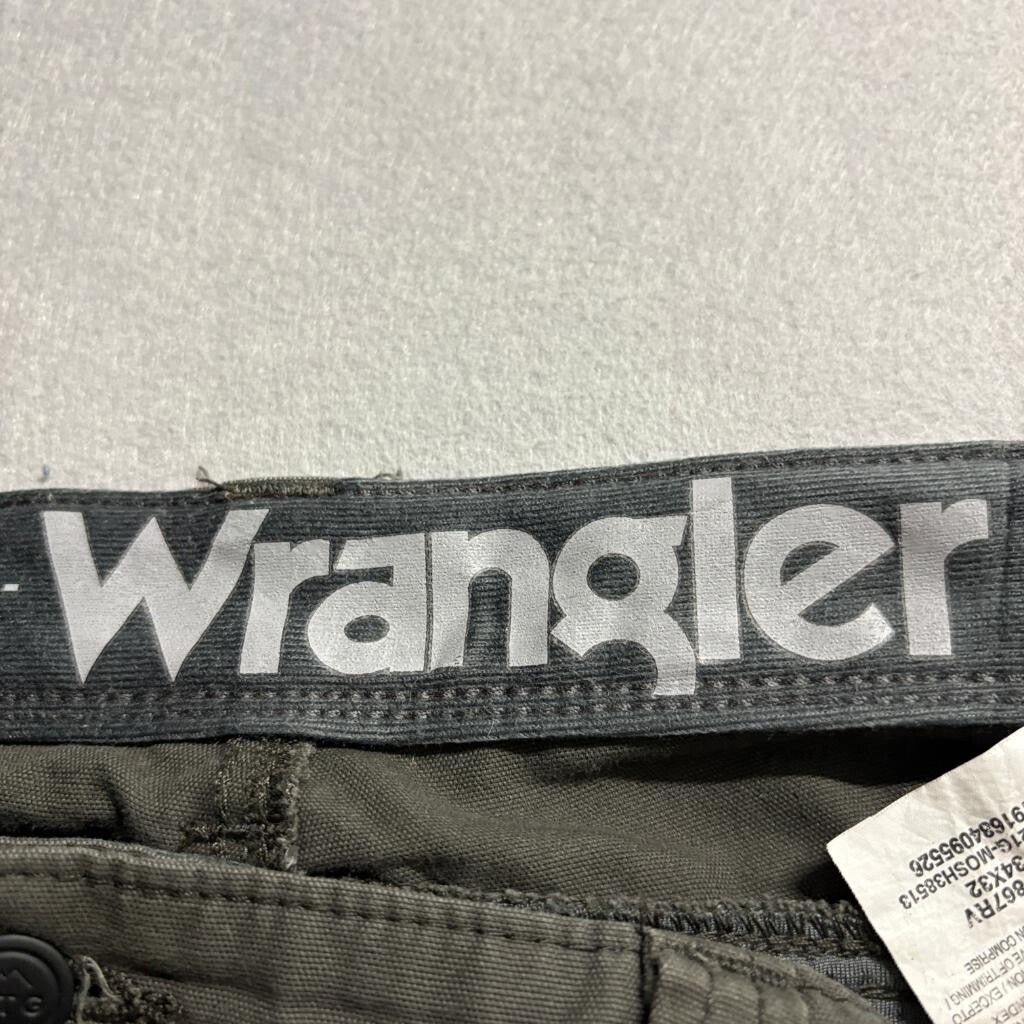 Wrangler ATG All Terrain Gear Pants Mens 34x32 Green Stretch Canvas Hiking Cargo