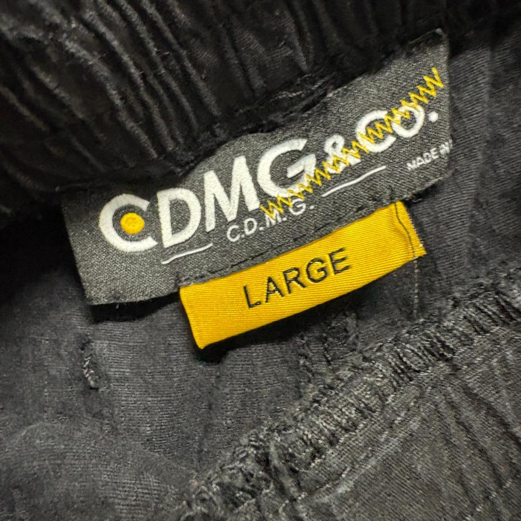 CDMG & Co Mens Cargo Pants Large Black Cotton Drawstring Elastic Waist Casual