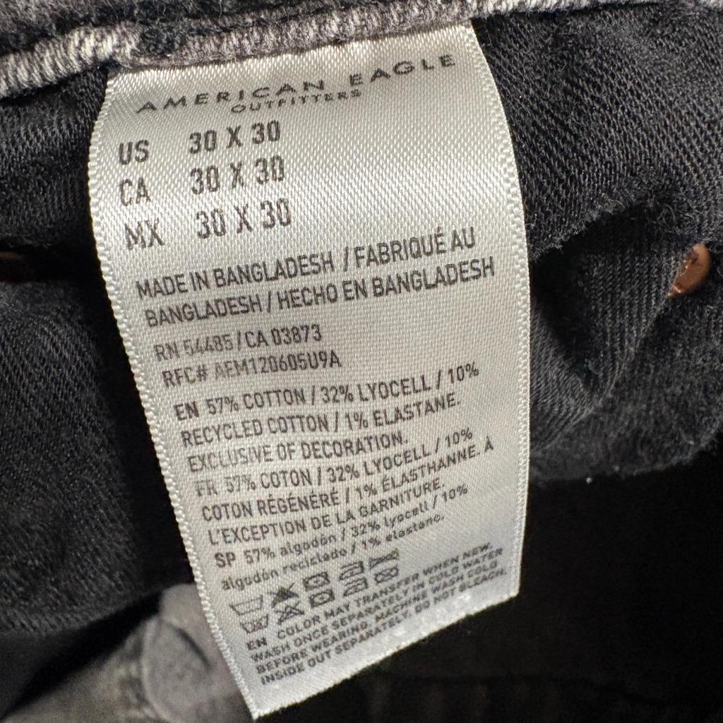American Eagle Real Good Jeans Womens 30x30 Gray High Rise Straight Leg Denim
