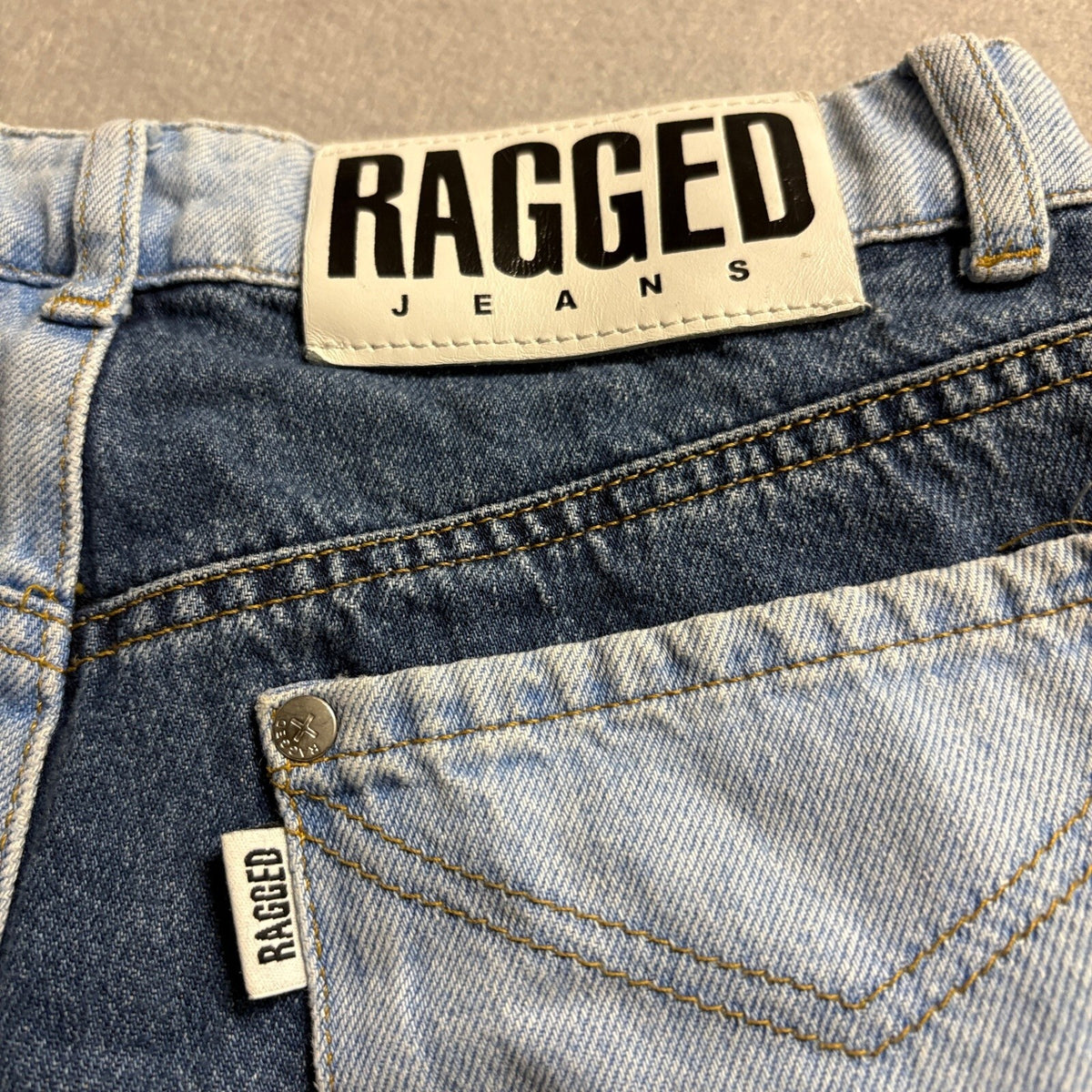 The Ragged Priest Two Tone Patchwork Frayed High Rise Straight Jeans Size 26