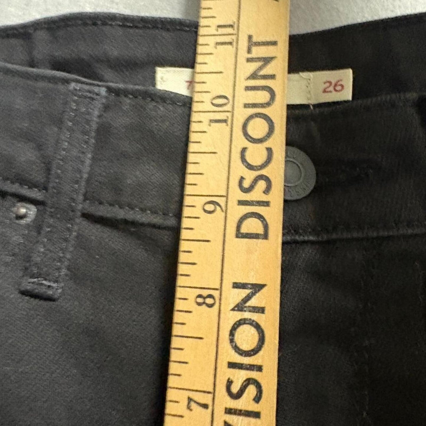 Levis 721 High Rise Skinny Jeans Womens 26x30 Black Distressed Ripped Knee Denim