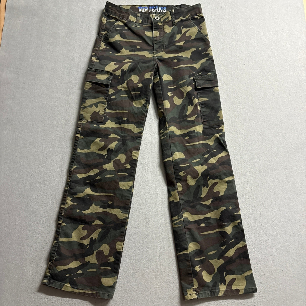 VIP Jeans Womens Size 9/29 Camo Cargo Pants Green Camouflage Wide Straight Leg