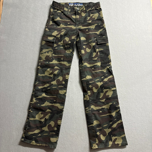 VIP Jeans Womens Size 9/29 Camo Cargo Pants Green Camouflage Wide Straight Leg