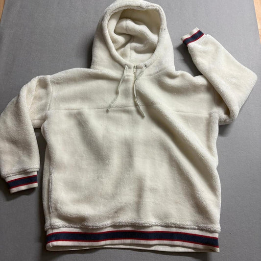 UGG Faux Fur Sherpa Hoodie Womens XL White Fleece Pullover Sweatshirt