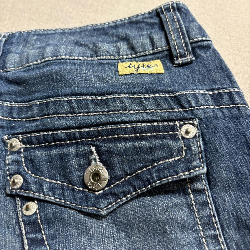 Tyte Jeans Womens Size 3 Blue Denim Skinny Low Rise Thick Stitch Flap Pocket