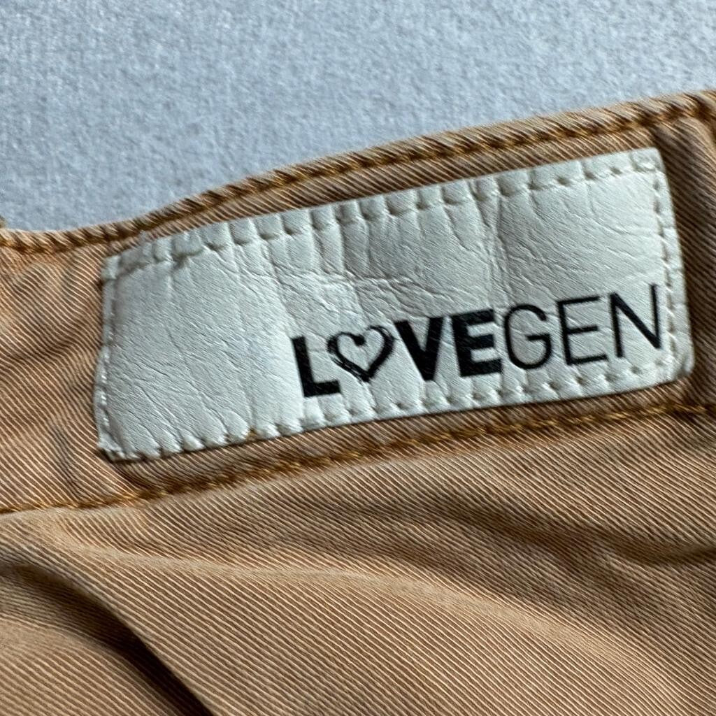 Lovegen Womens Cargo Pants Size 3/27 Brown Tencel Stretch Wide Leg Utility