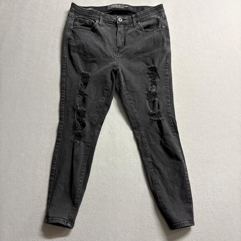 Torrid Premium Sky High Skinny Jeans Womens 12S Black Distressed High Rise