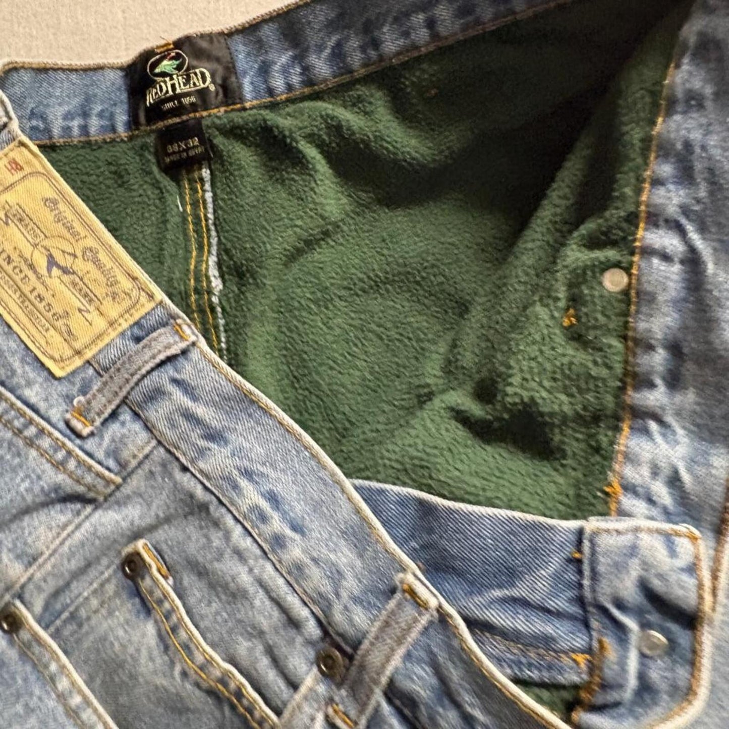 RedHead Fleece Lined Jeans Mens 38x32 Blue Denim Warm Insulated Work Pants 38x29