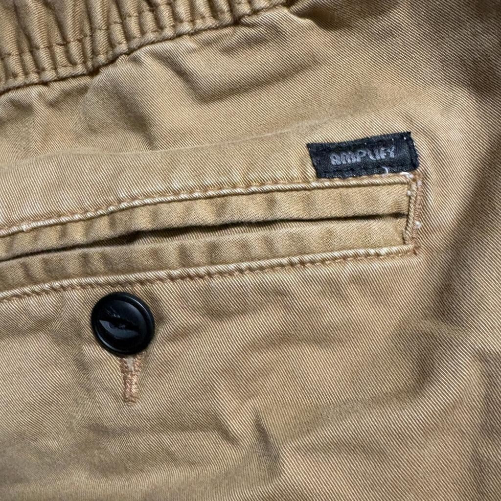 Amplify Mens Jogger Pants Medium Brown Khaki Cotton Blend Stretch Elastic Waist