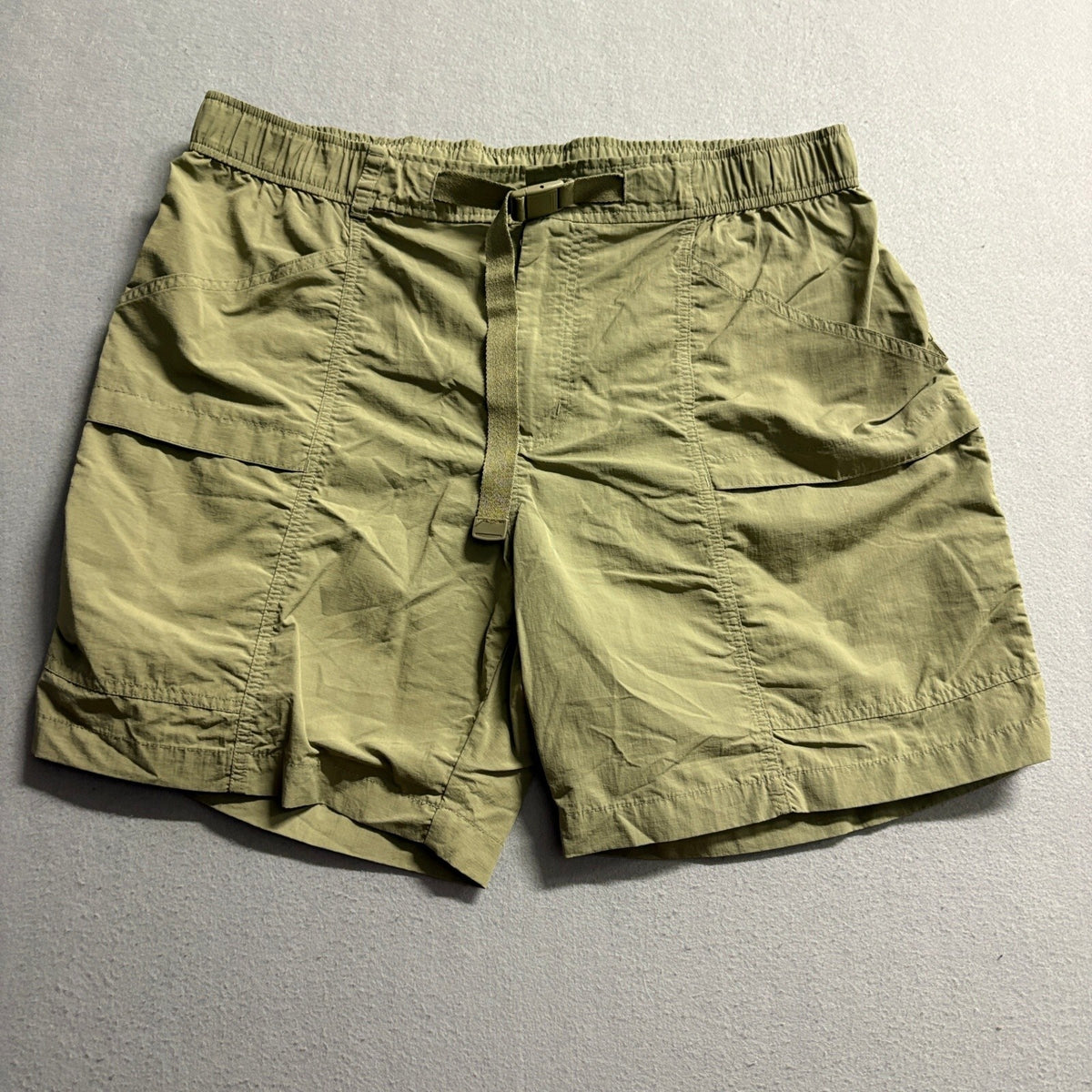 Eddie Bauer Shorts Mens XL Green Nylon Belted Hiking Cargo Outdoor Ripstop