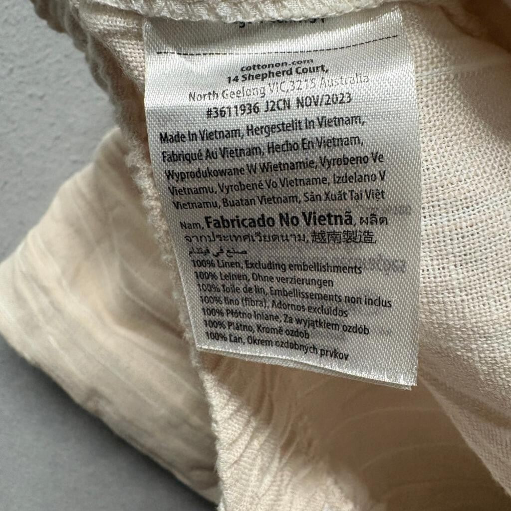 Cotton On Women's 100% Linen Pants Size S Beige Drawstring Waist Casual
